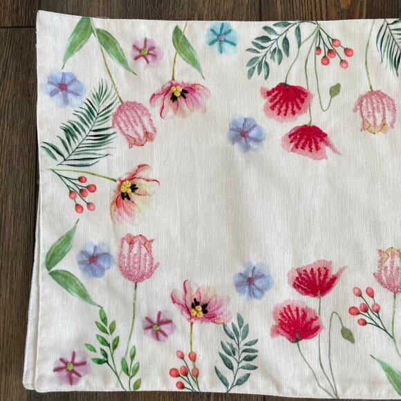 Cupcakes and Cashmere Spring Floral Multicolor Embroidered 14 X 72 Table Runner - Picture 2 of 16